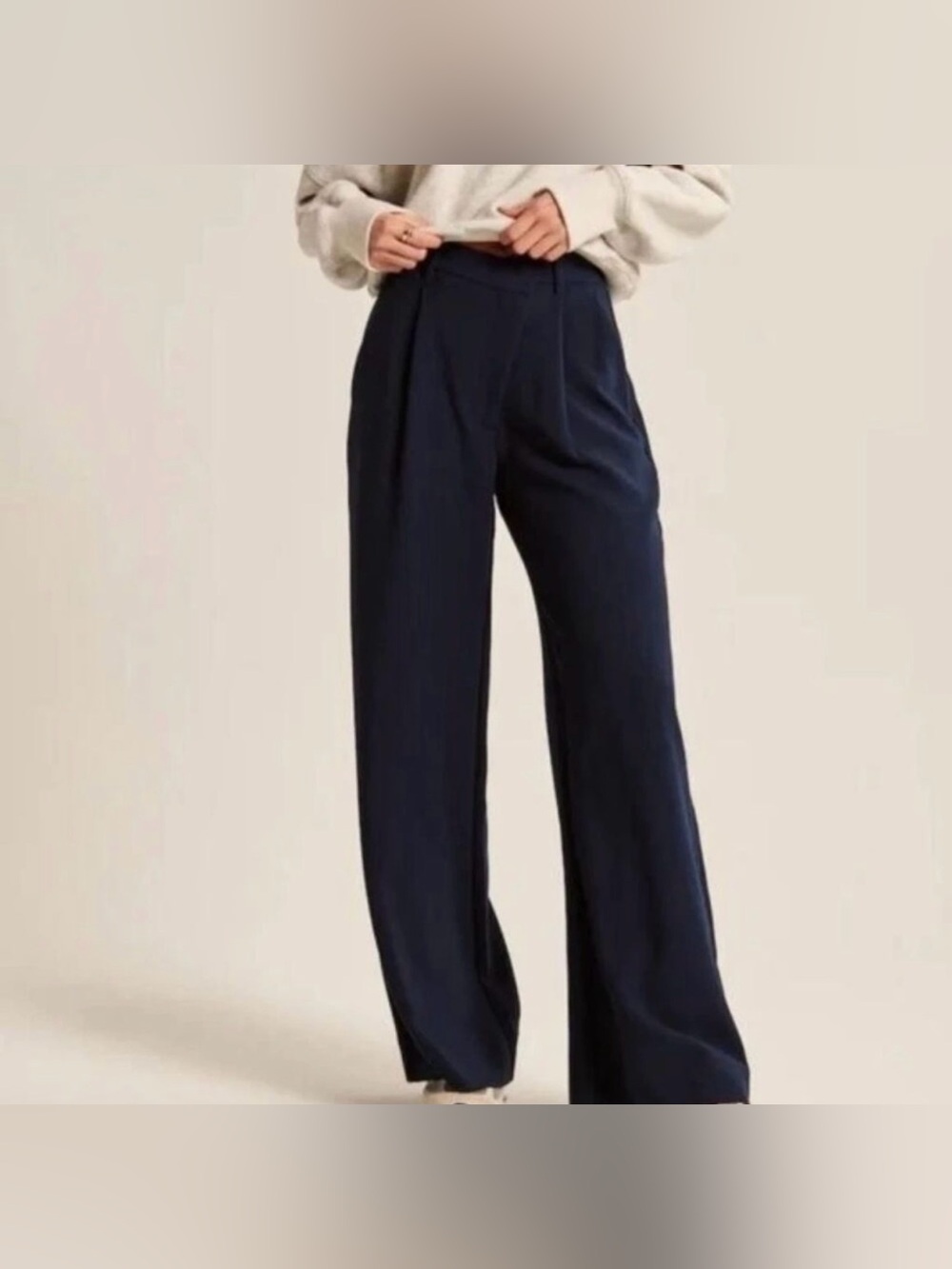 Abercrombie & Fitch Navy Wide-Leg Trousers